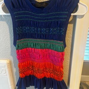 Zara Kids Vibrant Blue and Pink Smocked Dress